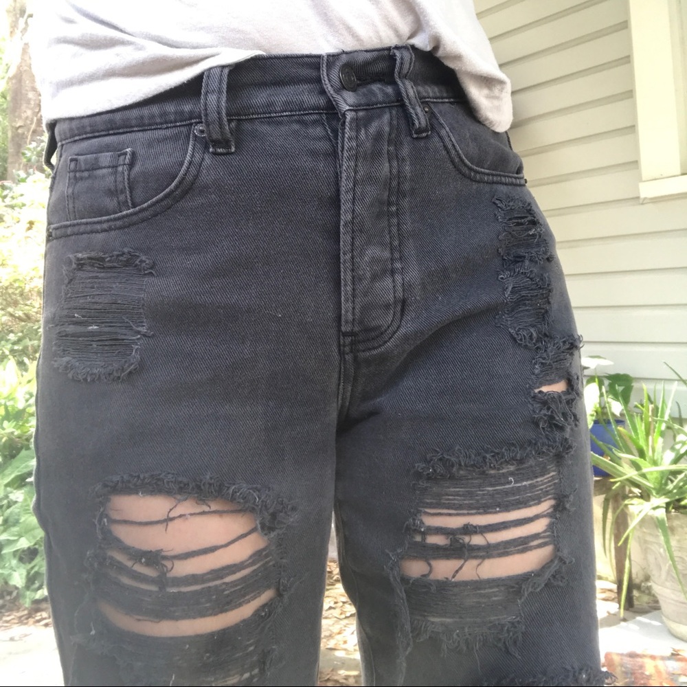 Brandy Melville distressed black denim crop jeans